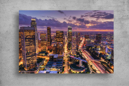 Tapet Premium Canvas - Centrul din Los Angeles luminat [1]