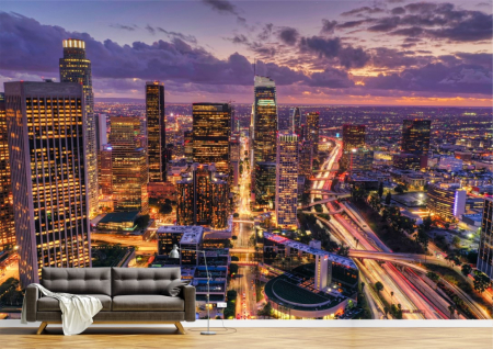 Urbane - Tapet Premium Canvas - Centrul din Los Angeles luminat
