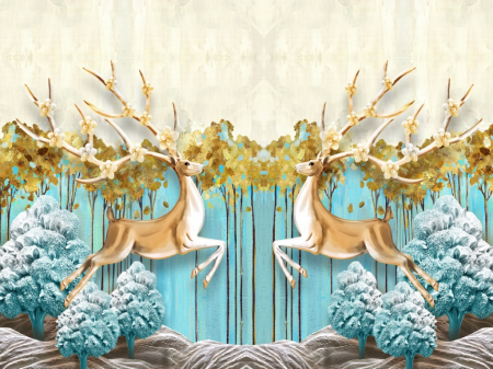 Tapet Premium Canvas - Cerbi in natura [1]