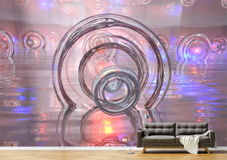 Abstract - Abstract 3D - Tapet Premium Canvas - Cercuri pe apa abstract 3d