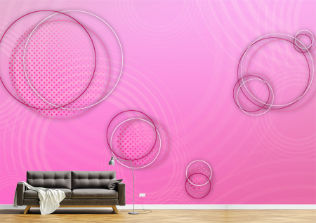 Abstract - Abstract 3D - Tapet Premium Canvas - Cercuri roz si albe abstract