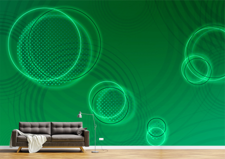 Abstract - Abstract 3D - Tapet Premium Canvas - Cercuri verzi si negre abstract