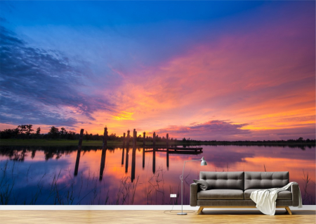 Peisaje - Tapet Premium Canvas - Cerul colorat si marea inainte de rasarit
