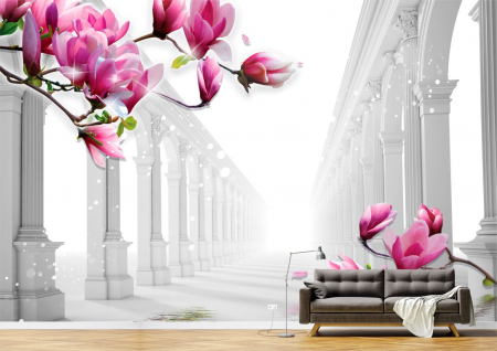 Tapet Premium Canvas - Coloane si magnolii [2]