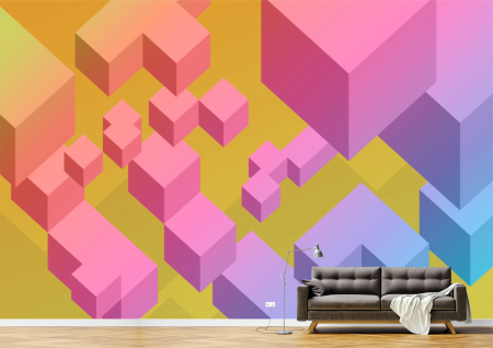 Abstract - Abstract 3D - Tapet Premium Canvas - Cuburi colorate abstract