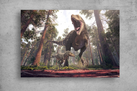 Tapet Premium Canvas - Dinozaurii in padure abstract [1]