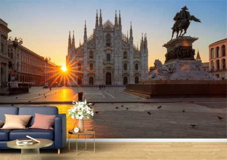 Urbane - Tapet Premium Canvas - Domul din Milano la rasaritul soarelui