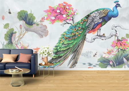 Animale - Tapet Premium Canvas - Fazan pe creanga