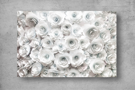 Tapet Premium Canvas - Flori albe abstract [1]