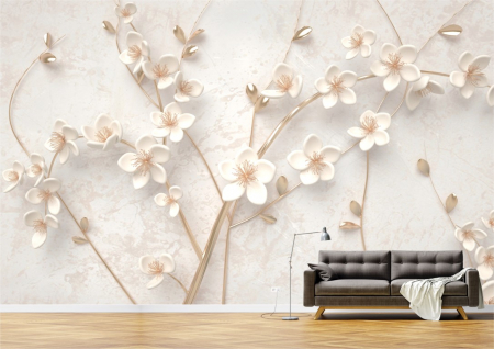 Flori - Tapet Premium Canvas - Flori bronz