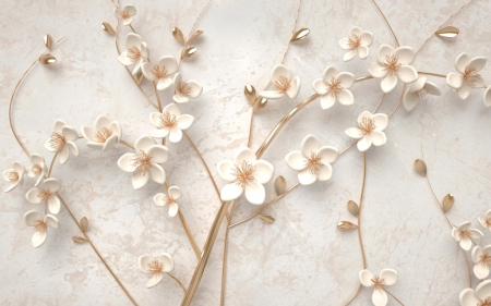 Tapet Premium Canvas - Flori bronz [1]