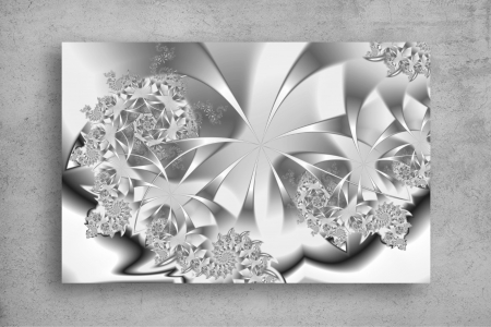 Tapet Premium Canvas - Flori gri abstract [1]