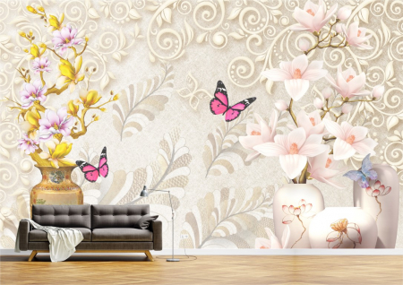 Flori - Tapet Premium Canvas - Flori in vaze