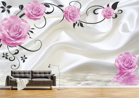 Flori - Tapet Premium Canvas - Flori roz abstracte