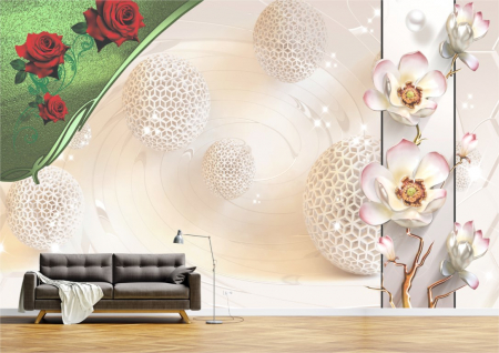 Flori - Tapet Premium Canvas - Flori roz si rosii