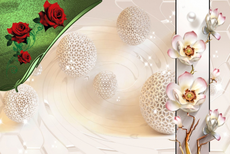 Tapet Premium Canvas - Flori roz si rosii [1]