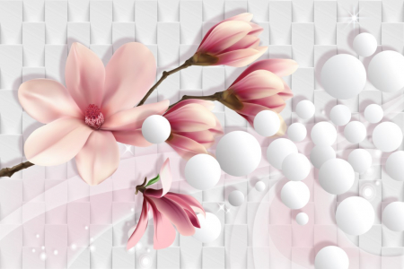 Tapet Premium Canvas - Flori si buline abstracte [1]