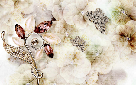 Tapet Premium Canvas - Flori si diamante [1]