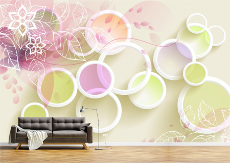 Flori - Tapet Premium Canvas - Flori si frunze abstract