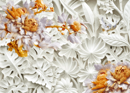 Tapet Premium Canvas - Flori si frunze colorate abstract [1]