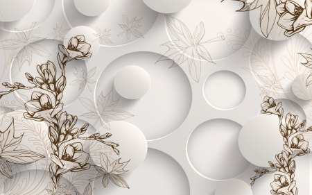 Tapet Premium Canvas - Flori si frunze maro abstract [1]