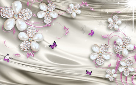 Tapet Premium Canvas - Flori si perle abstracte [1]