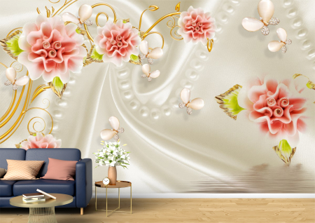Abstract - Abstract 3D - Tapet Premium Canvas - Florile fluturii si apa 3d abstract