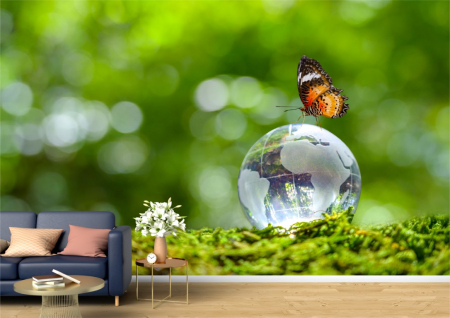 Animale - Tapet Premium Canvas - Fluturele pe glob