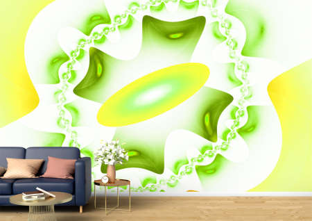 Abstract - Abstract 3D - Tapet Premium Canvas - Forme verzi si galbene abstract