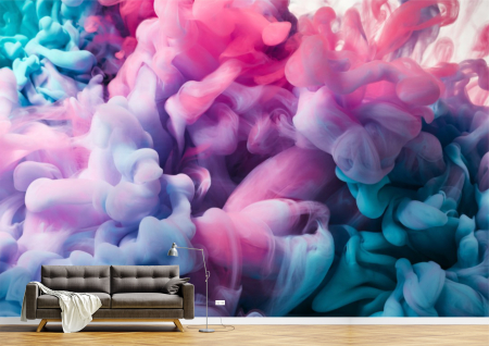 Abstract - Abstract 3D - Tapet Premium Canvas - Fum colorat in mov si albastru abstract