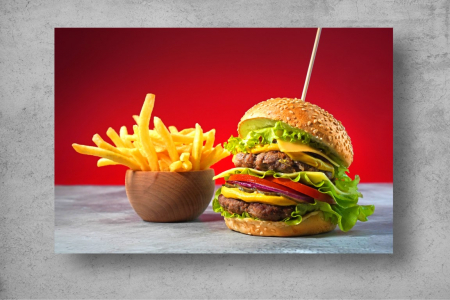 Tapet Premium Canvas - Hamburger dublu cu cartofi [1]