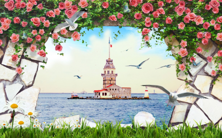 Tapet Premium Canvas - Insula din mijlocul apei [1]