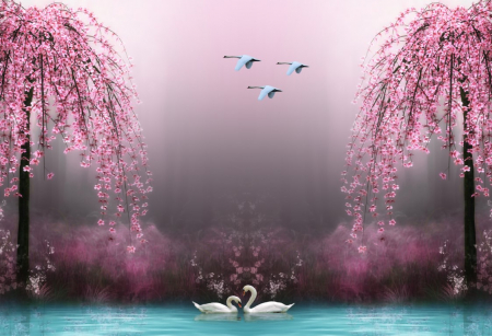 Tapet Premium Canvas - Iubire pe lac [1]
