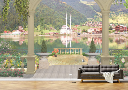 Peisaje - Tapet Premium Canvas - Lacul din gradina