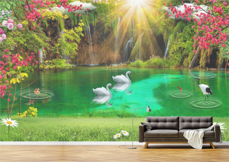 Peisaje - Tapet Premium Canvas - Lacul din padure