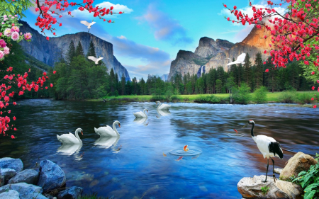 Tapet Premium Canvas - Lacul lebedelor [1]