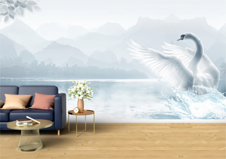 Animale - Tapet Premium Canvas - Lebada in apa