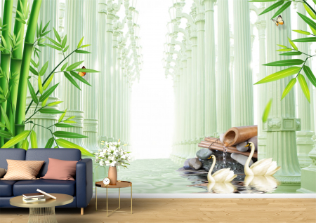 Abstract - Abstract 3D - Tapet Premium Canvas - Lebedele coloanele si tunelul 3d abstract