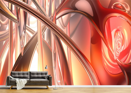 Abstract - Abstract 3D - Tapet Premium Canvas - Linii si forme roz abstract