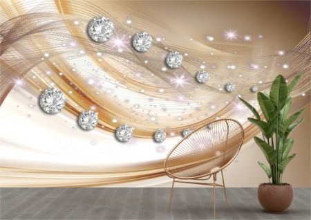 Tapet - Tapet Premium Canvas - Model 3d abstract linii aurii