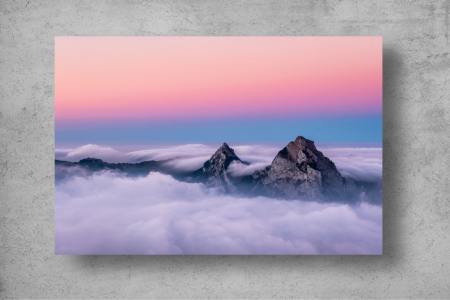 Tapet Premium Canvas - Muntii din Elvetia acoperiti de nori [1]