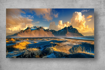 Tapet Premium Canvas - Muntii stancosi din Islanda in soarele diminetii [1]