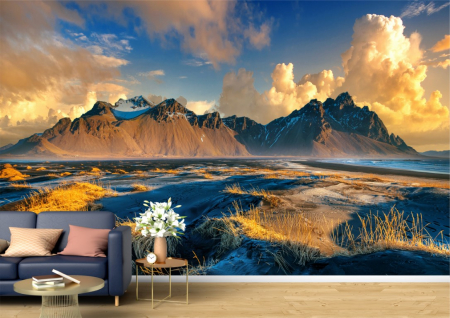 Peisaje - Tapet Premium Canvas - Muntii stancosi din Islanda in soarele diminetii