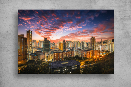 Tapet Premium Canvas - Norii colorati deasupra zgarie norilor [1]