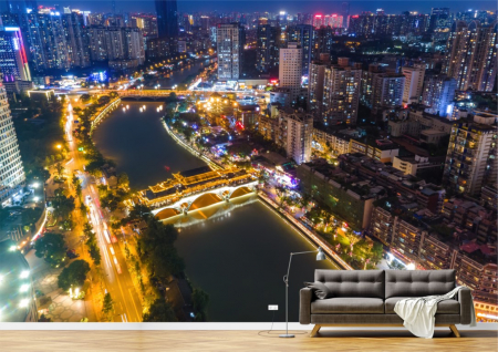 Urbane - Tapet Premium Canvas - Orasul luminat in miez de noapte
