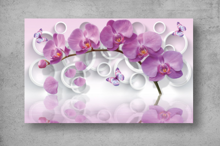 Tapet Premium Canvas - Orhideea si fluturele 3d abstract [1]