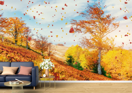 Peisaje - Tapet Premium Canvas - Padure de mesteacan la sfarsitul toamnei