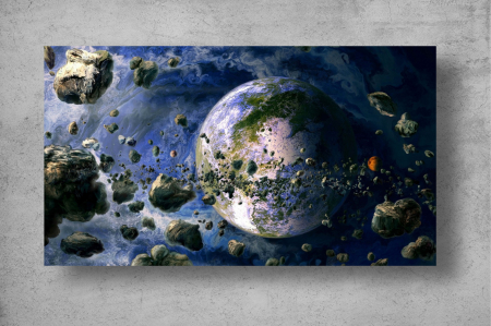 Tapet Premium Canvas - Pamantul si bucatile de meteorit [1]