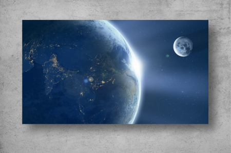 Tapet Premium Canvas - Pamantul si luna abstract [1]