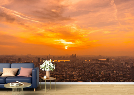 Urbane - Tapet Premium Canvas - Panorama din Seoul la apus
